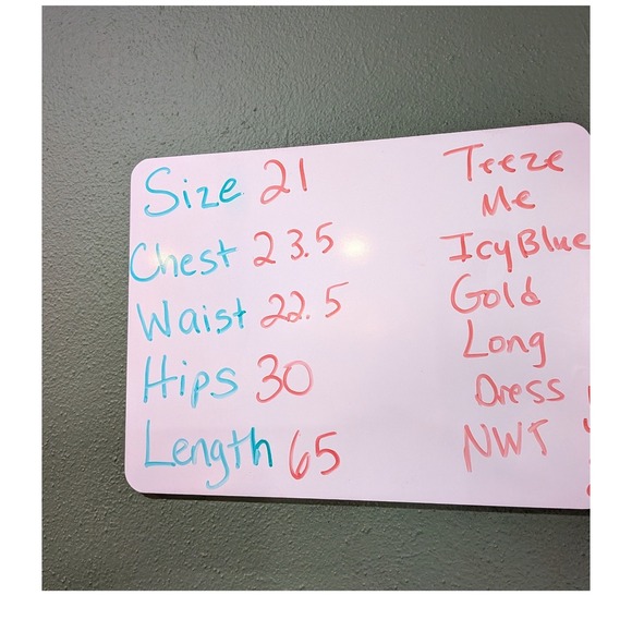 Prom Wedding Fairy Elegant Icy Blue Gold Metallic David's Bridal Maxi 21 Dress - Picture 12 of 12